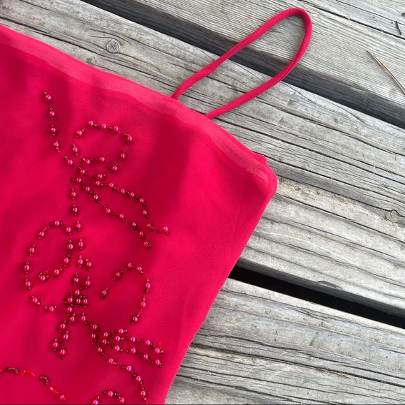 GORGEOUS RED Ruffle Embroidered Summer Dress - Picture 2 of 4